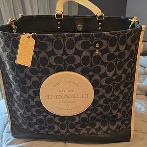Coach Blue and Cream Tote Bag Dempsey Tote.